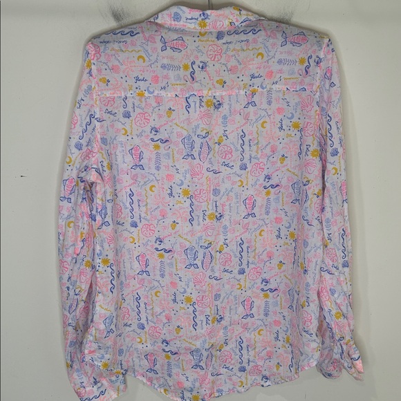 LILLY PULITZER Seacoast Linen Button Down Top Size Large - Picture 4 of 15